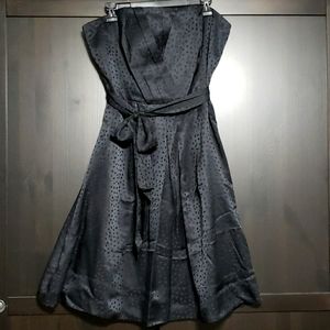 WHBM Polka Dot Silk Satin Strapless Dress